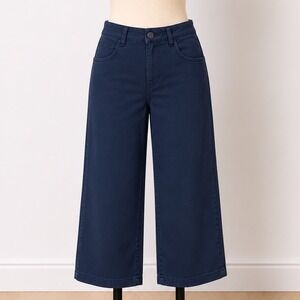 Pact Navy Wide-Leg Cropped Pants